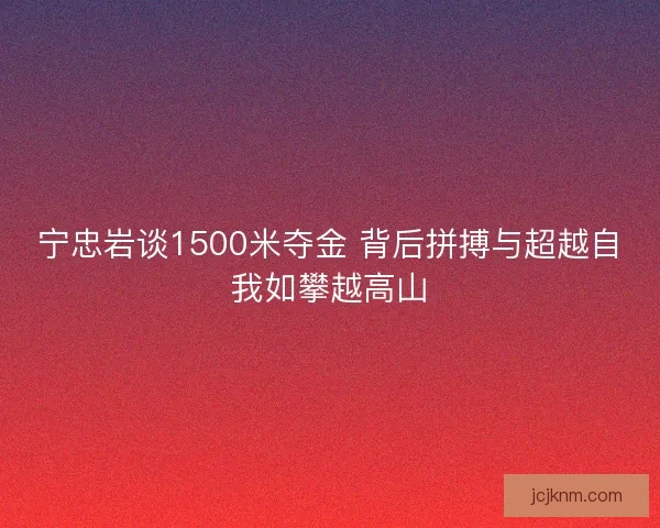 宁忠岩谈1500米夺金 背后拼搏与超越自我如攀越高山