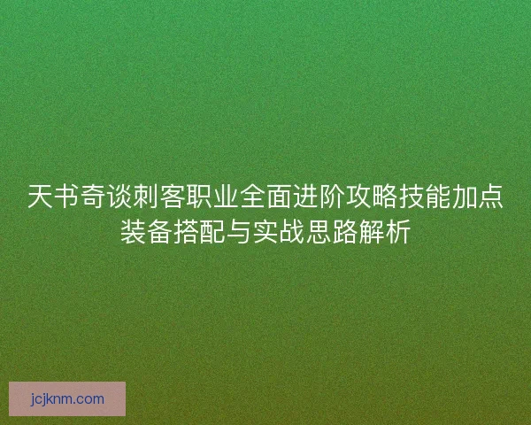 天书奇谈刺客职业全面进阶攻略技能加点装备搭配与实战思路解析 天书奇谈刺客职业全面进阶攻略技能加点装备搭配与实战思路解析