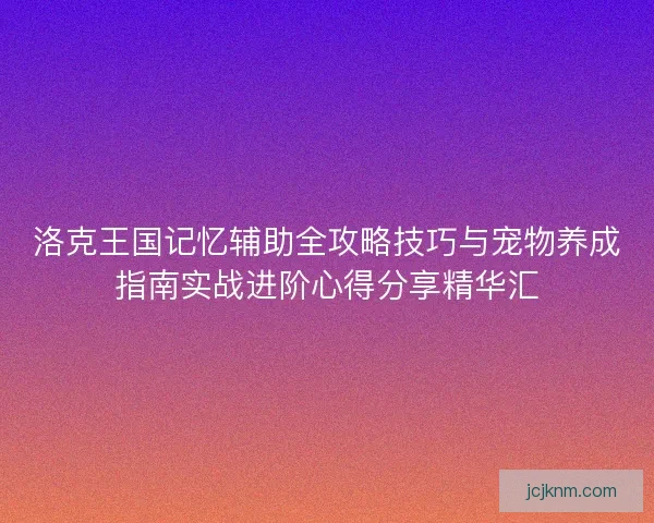 洛克王国记忆辅助全攻略技巧与宠物养成指南实战进阶心得分享精华汇